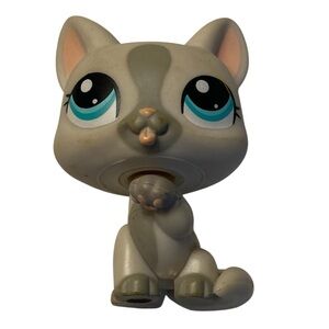 Littlest Pet Shop Gray Cat Figure • Authentic LPS Collectible Toy